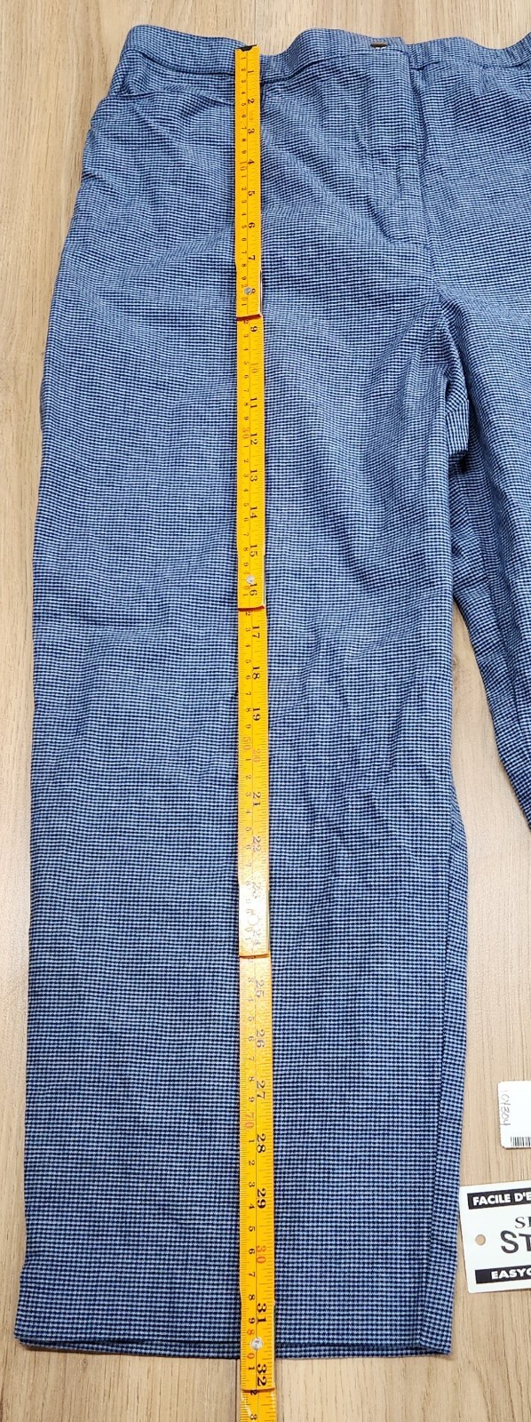 I.C.Y. Spandex Stretch Capris, Womens Sz 12, Blue & White Check, Zipper Closure