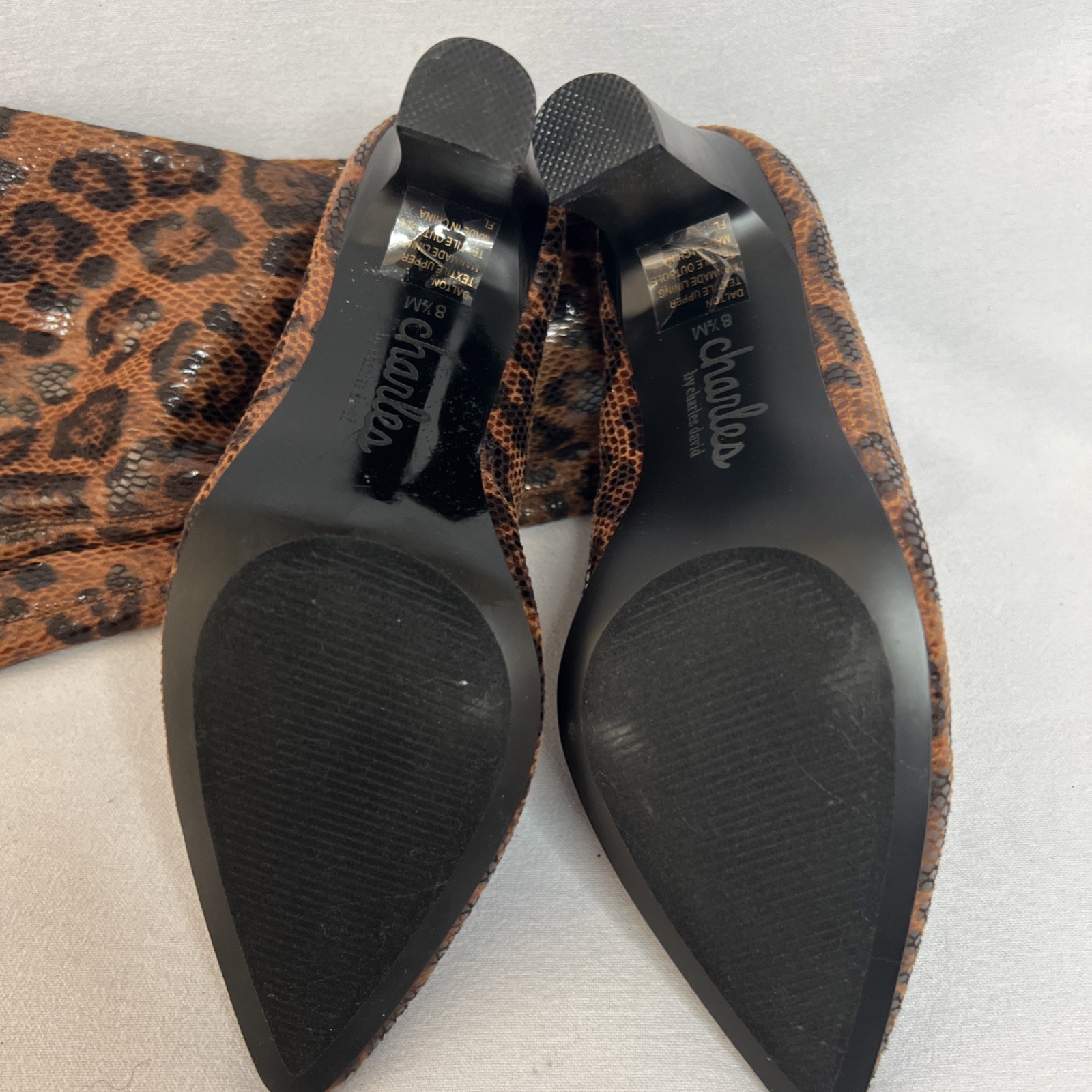 Charles by Charles David Brown Leopard Tall Stretch Boot “Dalton” Size 8.5 (E1)