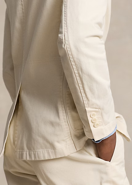 POLO RALPH LAUREN Modern Fit Washed Twill Suit Jacket, Off White, Size 38 R NWOT