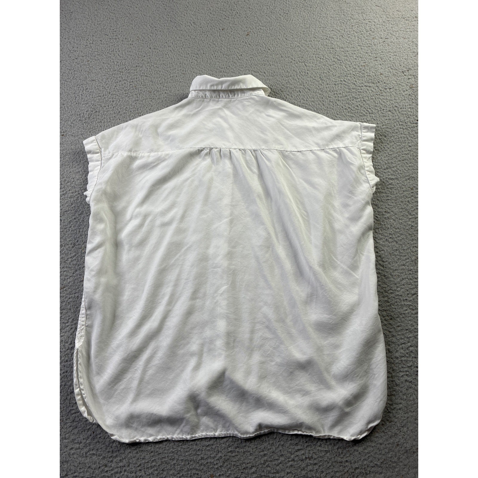 Quince Vintage Wash Tencel Camp Shirt White Short Sleeve Button Down Womens MED
