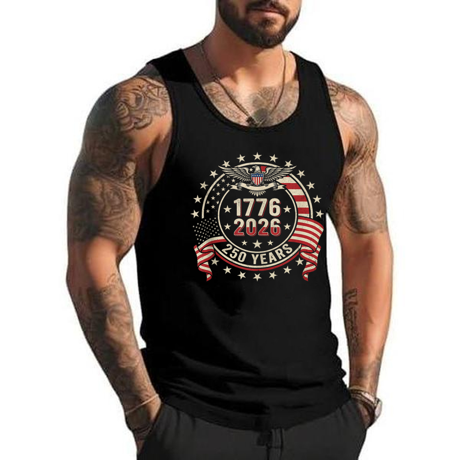 250th Patriotic American Birthday 250 Anniversary USA Flag Tank Top