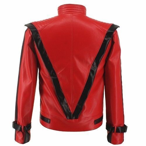 Men’s Thriller Michael Jackson Red Real Leather Biker Jacket Costume