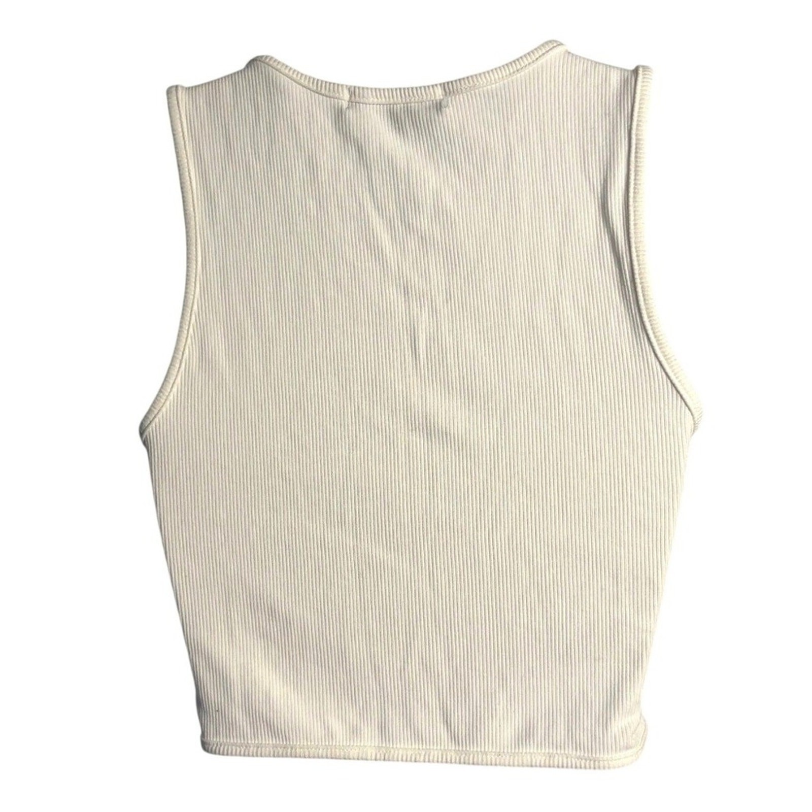Cotton Candy LA | White Ribbed Knit Front Tie Crop Tank Top | Size Large