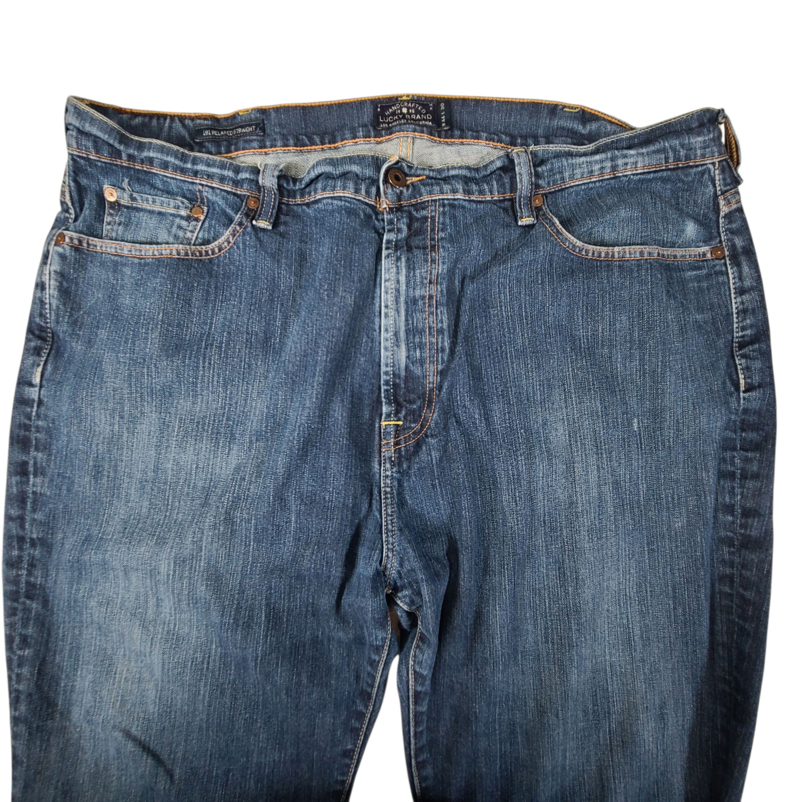 Lucky Brand 181 Relaxed Stretch Rugged Blue Denim Jeans Mens 44×30 (42×27)