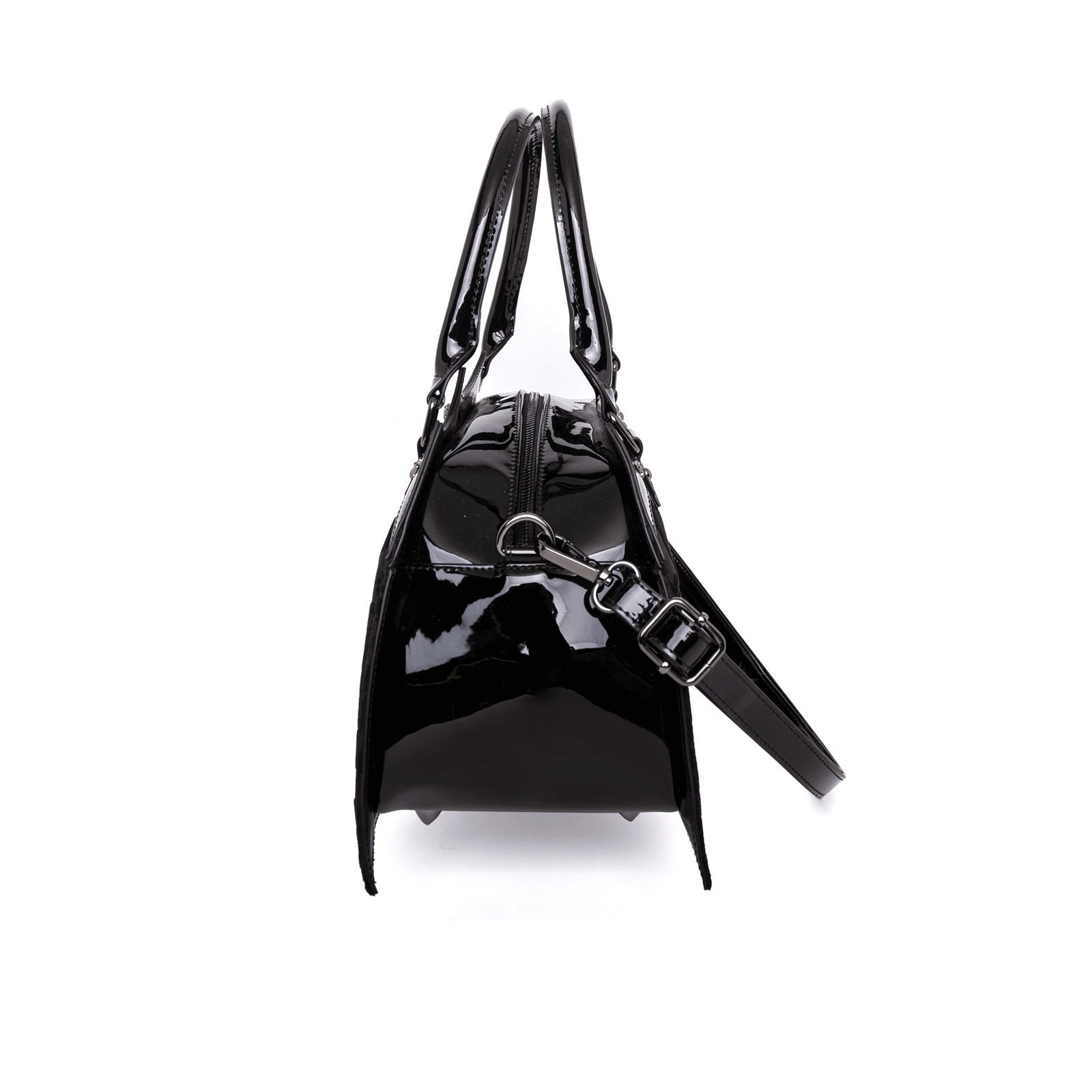 Bat Shaped Purse Damask Print Metal Bat on Bag with Shoulder Strap (Black)