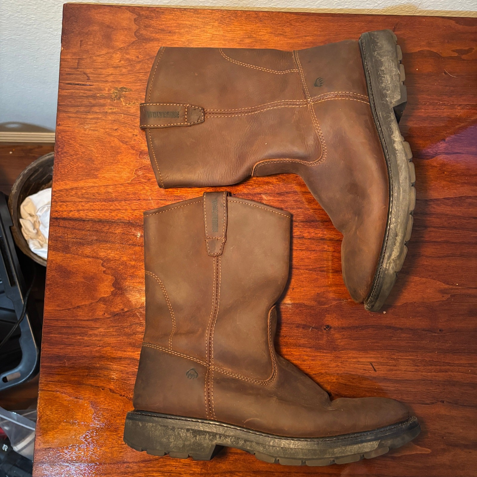 Wolverine Wellington Boots 12M Brown Mens Leather Work Western Pull On W04727