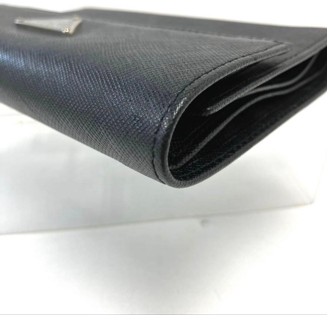 Popular PRADA Prada Bifold Wallet Triangle Plate Saffiano Leather Black