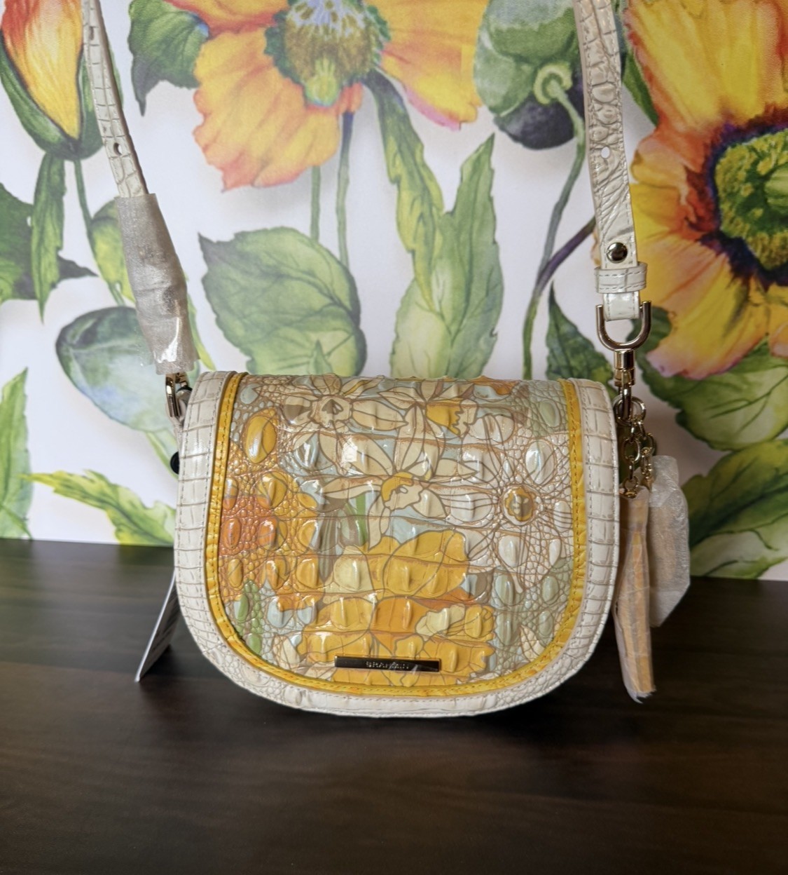 $325 BAG 🌼 NWT Brahmin Briar Daffodil Pimlico Leather Crossbody – Floral Beauty