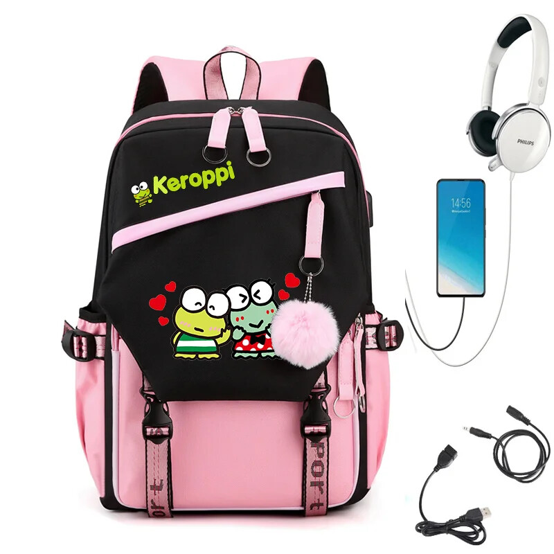 Kerokero/Keroppi/frog Backpack Rucksack School Bags USB Charging Backpack