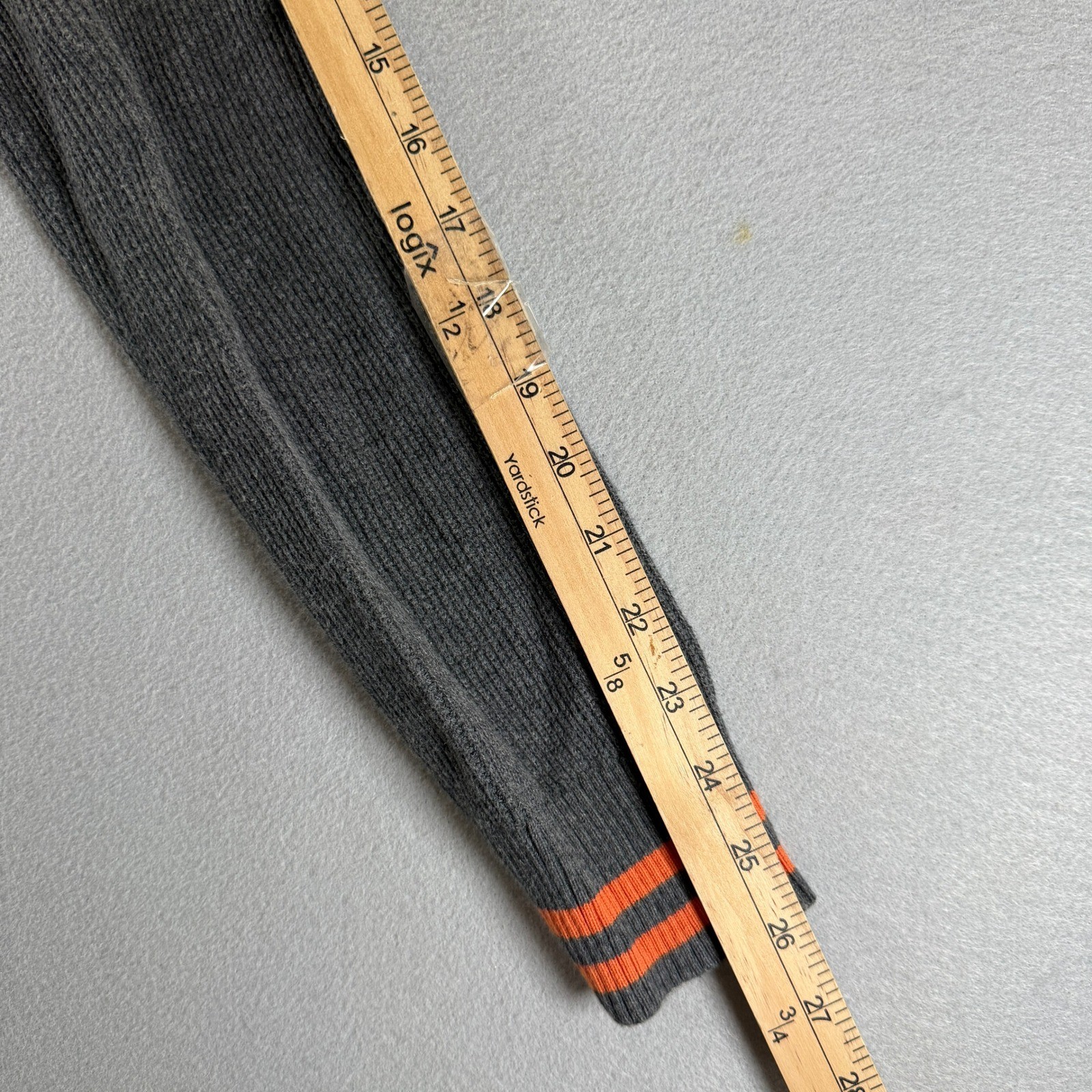 RVCA Mens Gray Ribbed 1/4 Zip Cotton Sweater Orange Stripe Cuffs Small PO