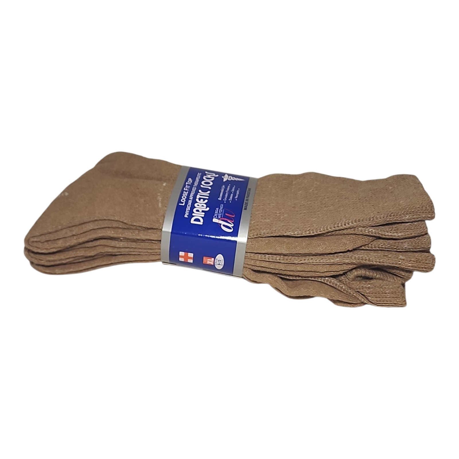 Debra Weitzner Men’s Diabetic Crew Socks Loose Fit Top Shoe XL 9-15 Khaki 3 Pair
