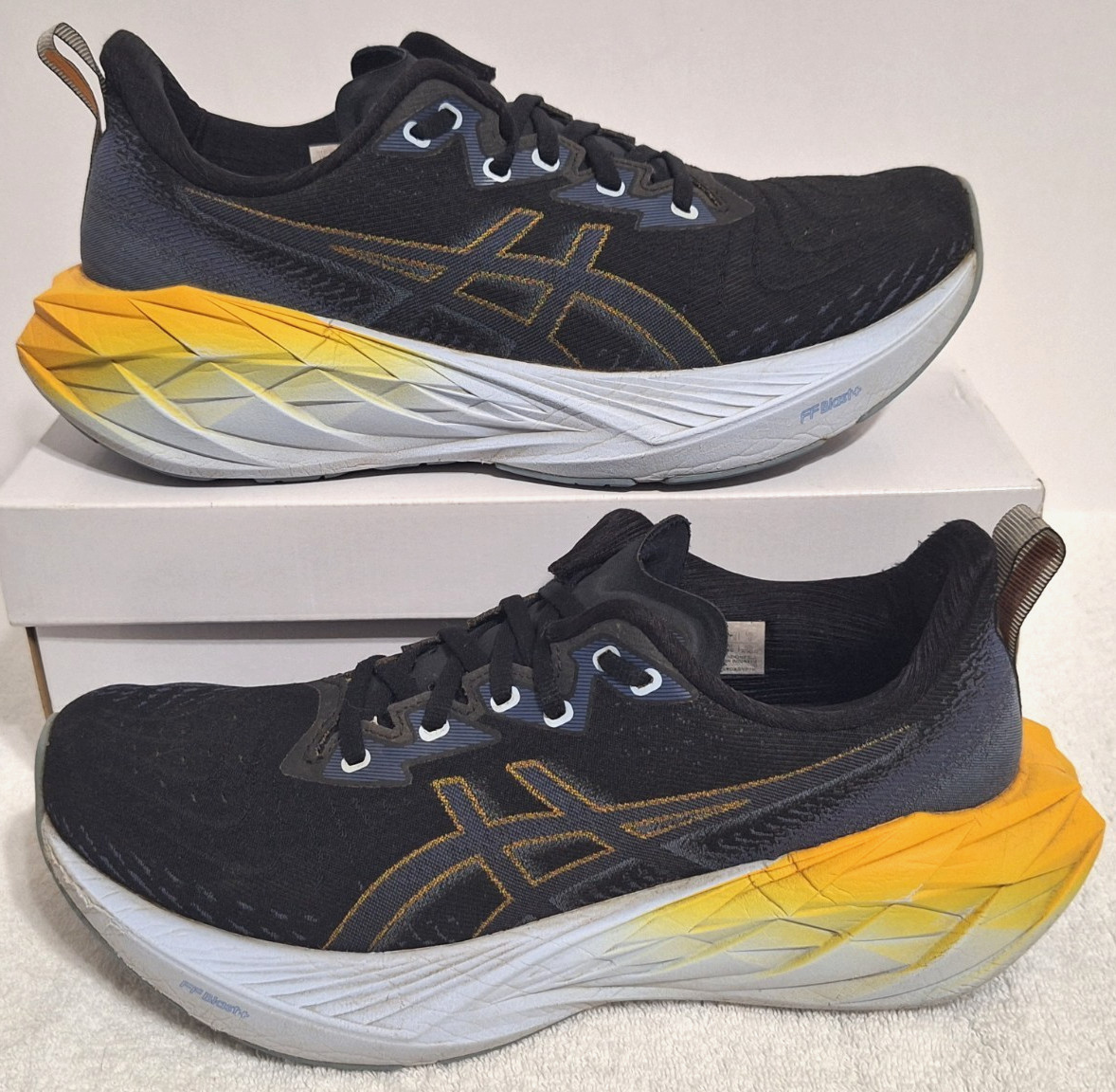 ASICS Novablast 4 Black Thunder Blue Running Shoes 1011B693 Men’s Size 9
