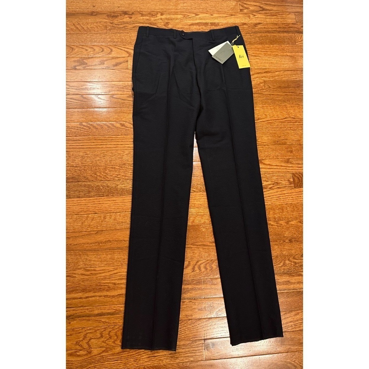 New Canali Kei Tessuto Wool Stretch Dress Trouser Pants Mens 34 Unhemmed Navy