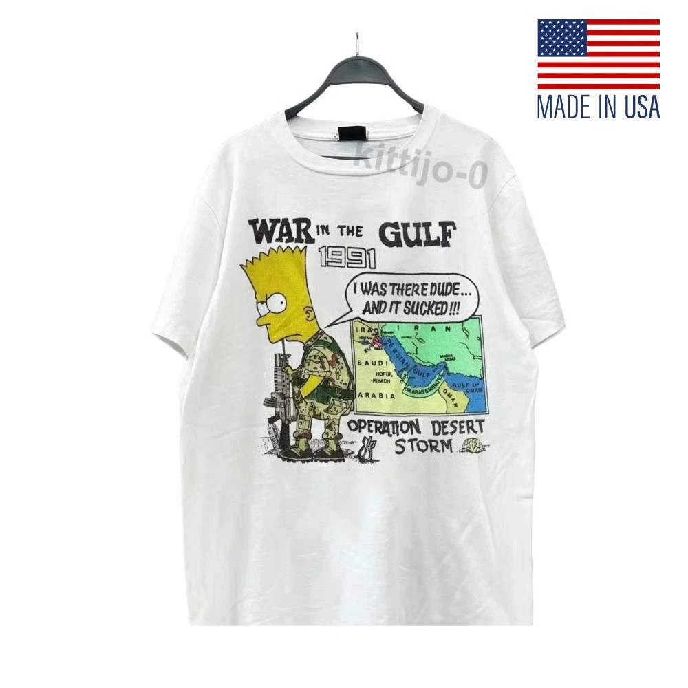 Bart Simpson Gulf War 1991 T-Shirt Operation Desert Storm Vintage Cartoon Tee