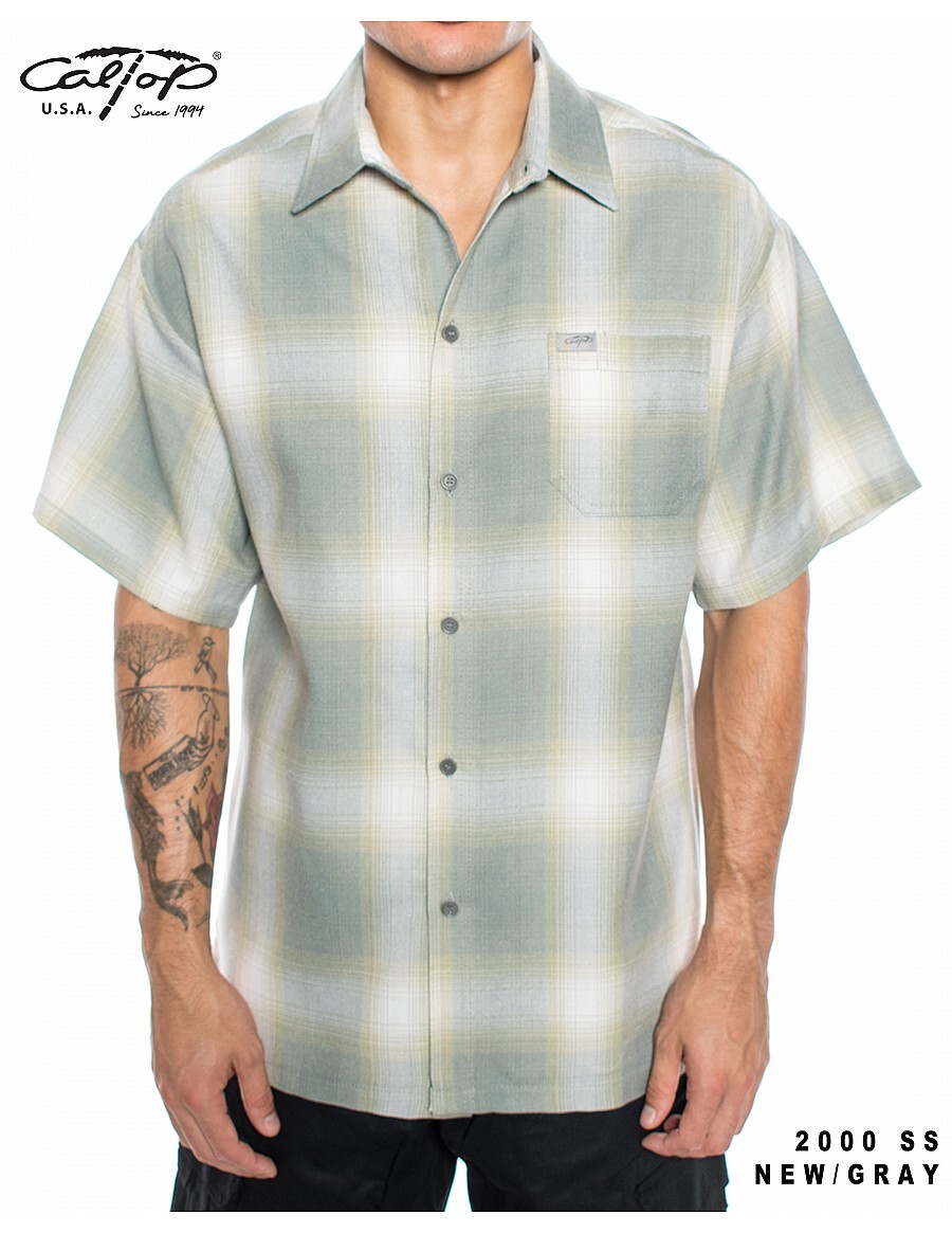 CALTOP OLD SCHOOL FLANNEL VETERANO SHORTSLEEVE SHIRT PLAID SM-5X GANGSTER
