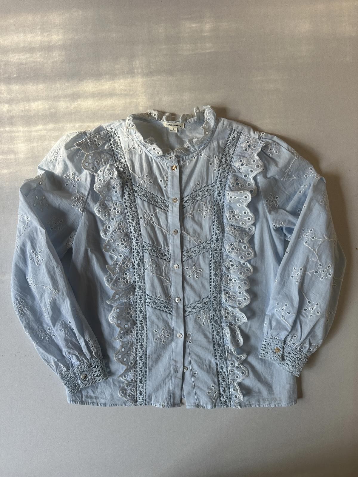 Light Blue Lace Button Up Shirt