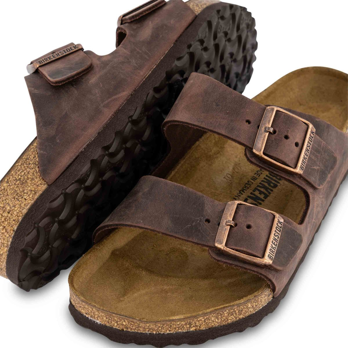 Birkenstock Arizona Soft Footbed Oiled Leather Habana and Tobacco Brown Sandals
