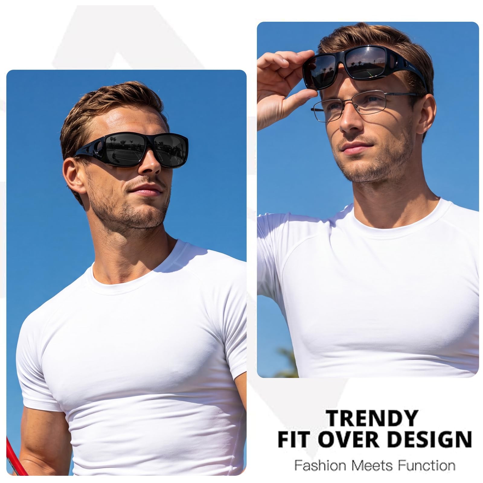 Myiaur Sunglasses that Fit Over Glasses Polarized UV400 Medium, A01 Black