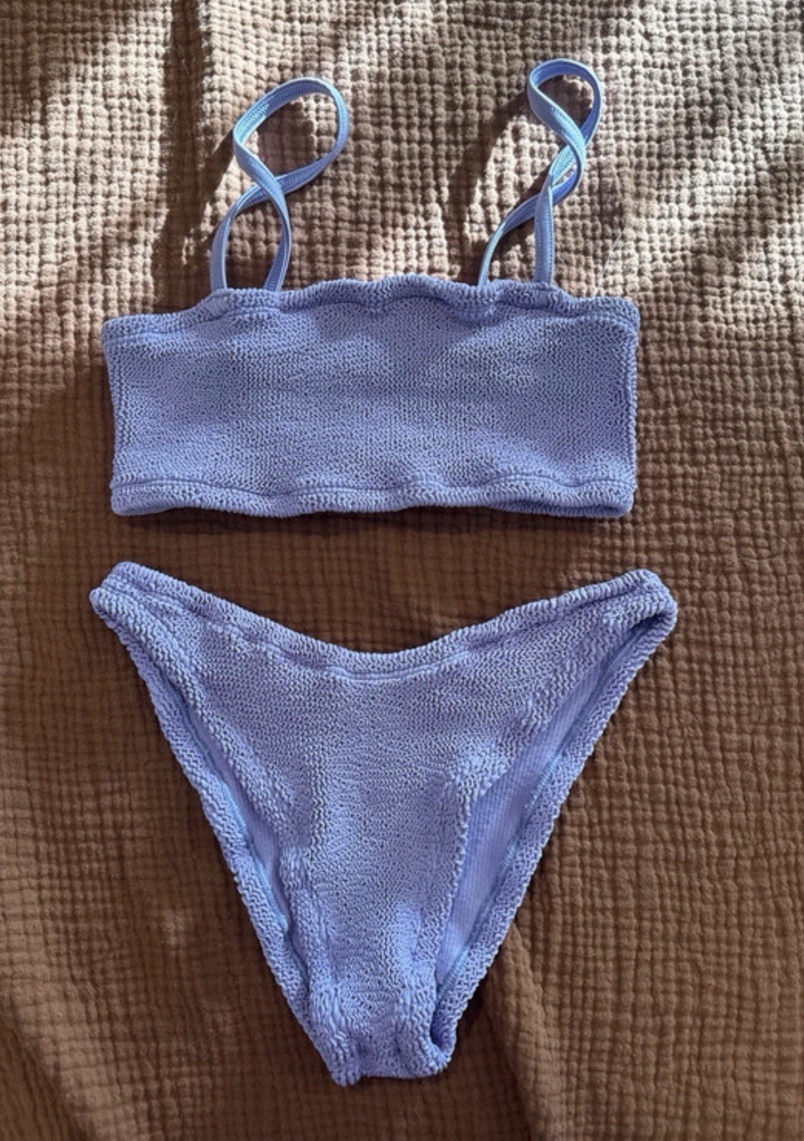 Hunza G Purple Stretch 2-Piece Bikini Set Spaghetti Strap Women’s Size S