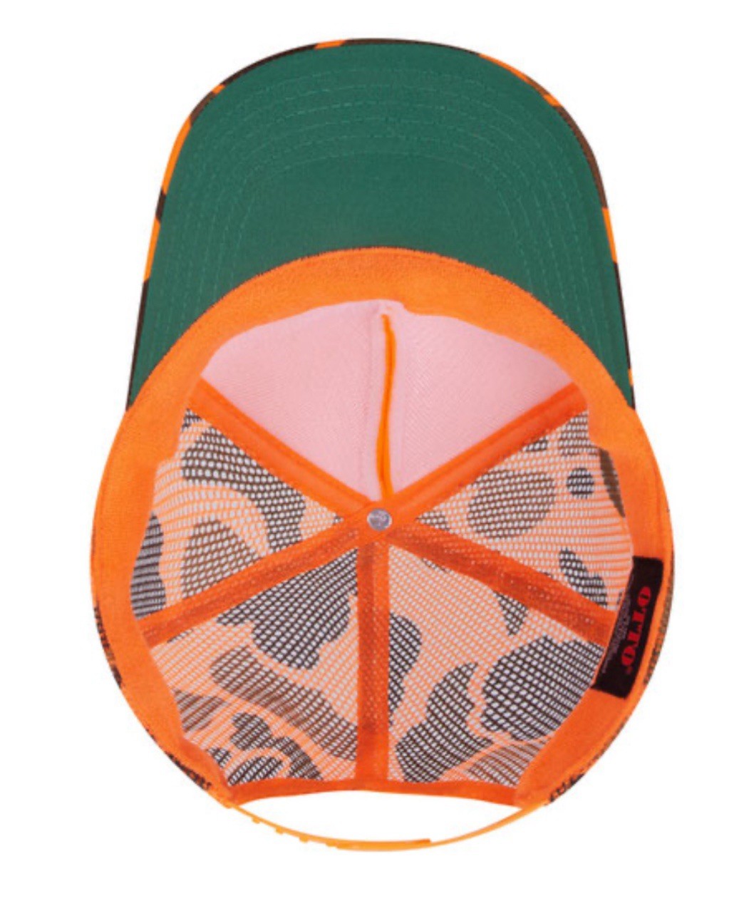 NEW OTTO CAP 39165 ORANGE CAMO HAT 5 PANEL HIGH CROWN TRUCKER SNAPBACK