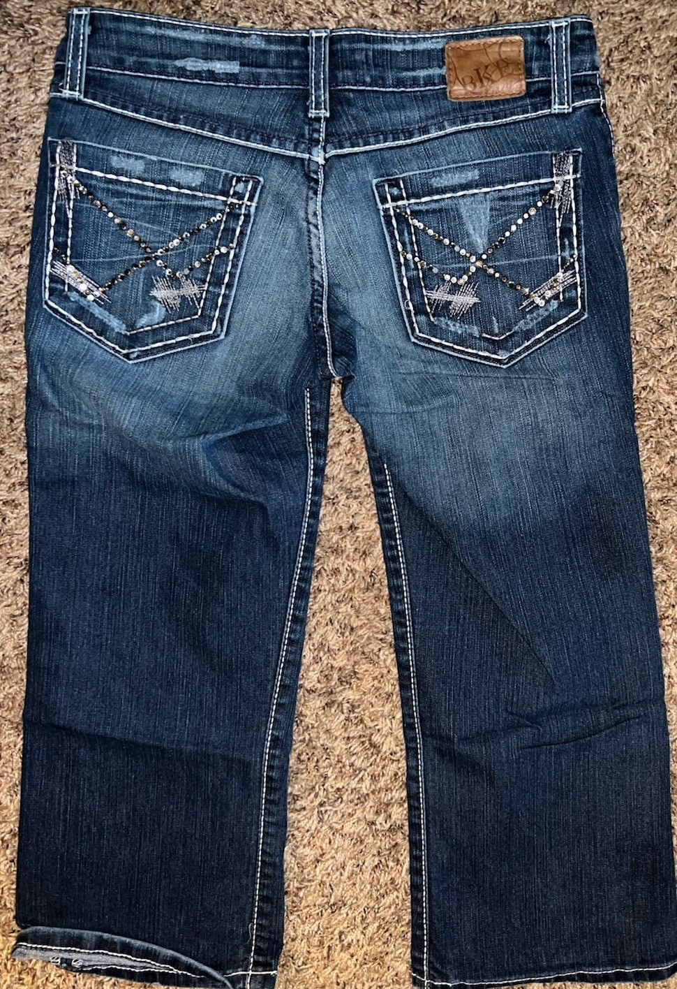 BKE Stella Bootcut Jeans Womens 27 Stretch Bling Distressed Medium Wash Size 5