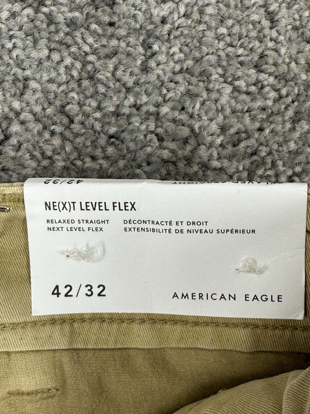 American Eagle Next Level Flex Pants Mens 42×32 Khaki Straight Workwear NWT