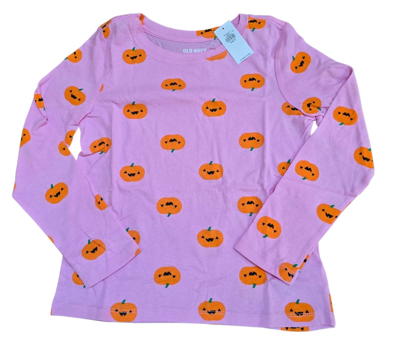 NWT Old Navy Girls 6-7 Pink Halloween Pumpkin Long Sleeve Shirt