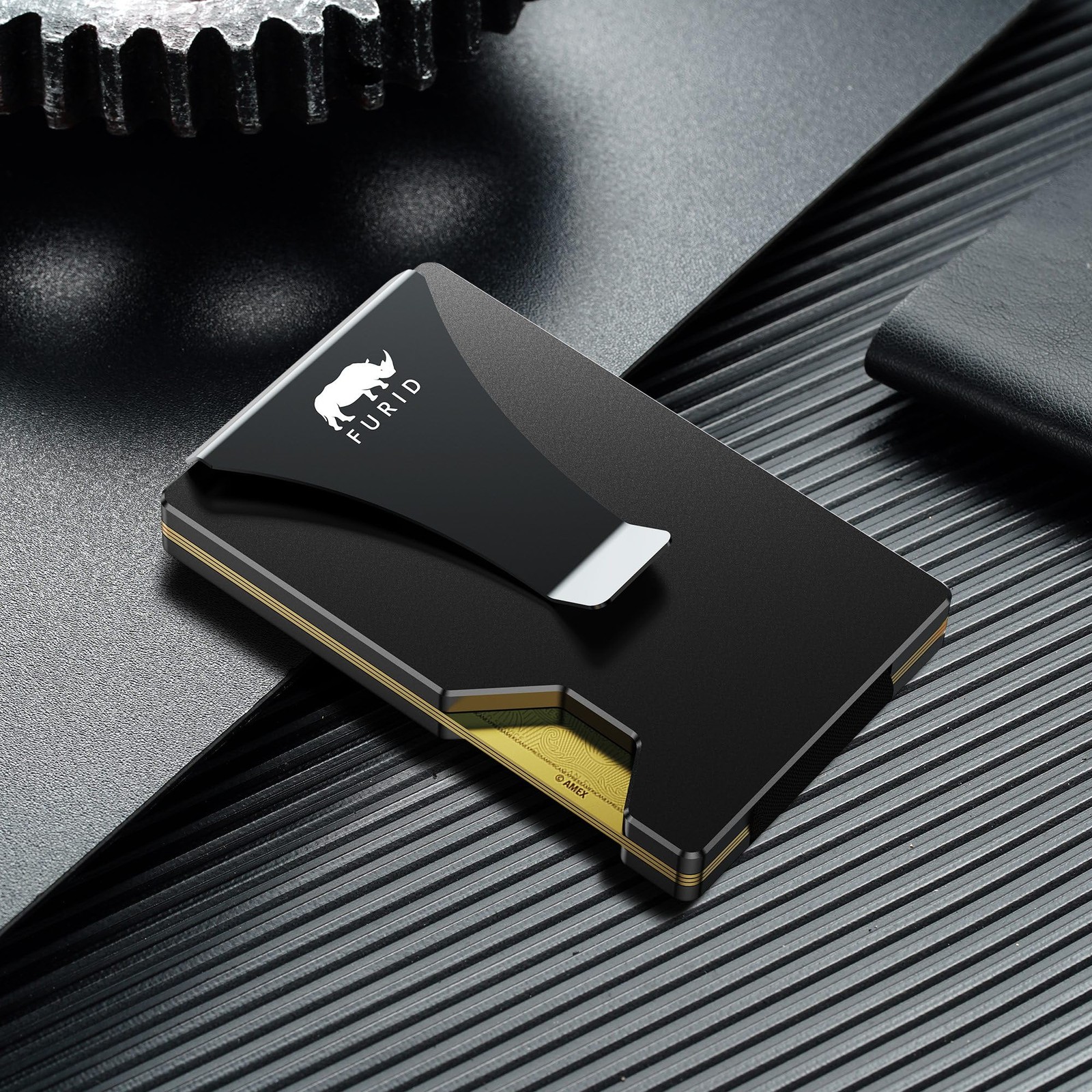 Minimalist Card Wallet for Men Slim: Rfid Metal Standard, Aluminum Black