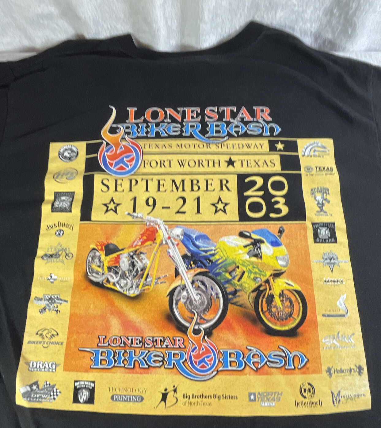 Vintage 2003 Lone Star Biker Bash Graphic T Shirt Large Ft Worth Motor Speedway