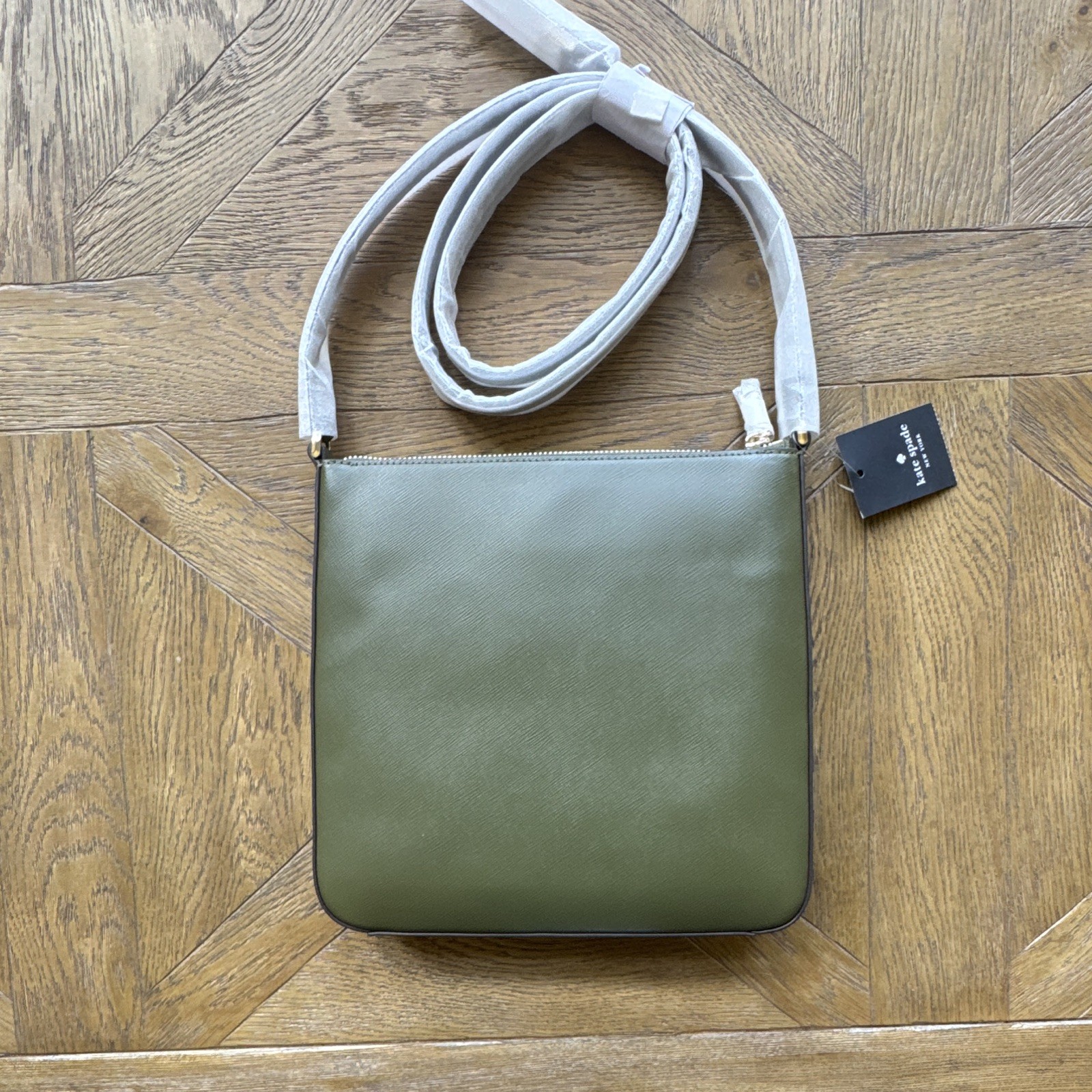 Kate Spade New York Green Small Rectangle Crossbody Zip, Adjustable Strap, Gold