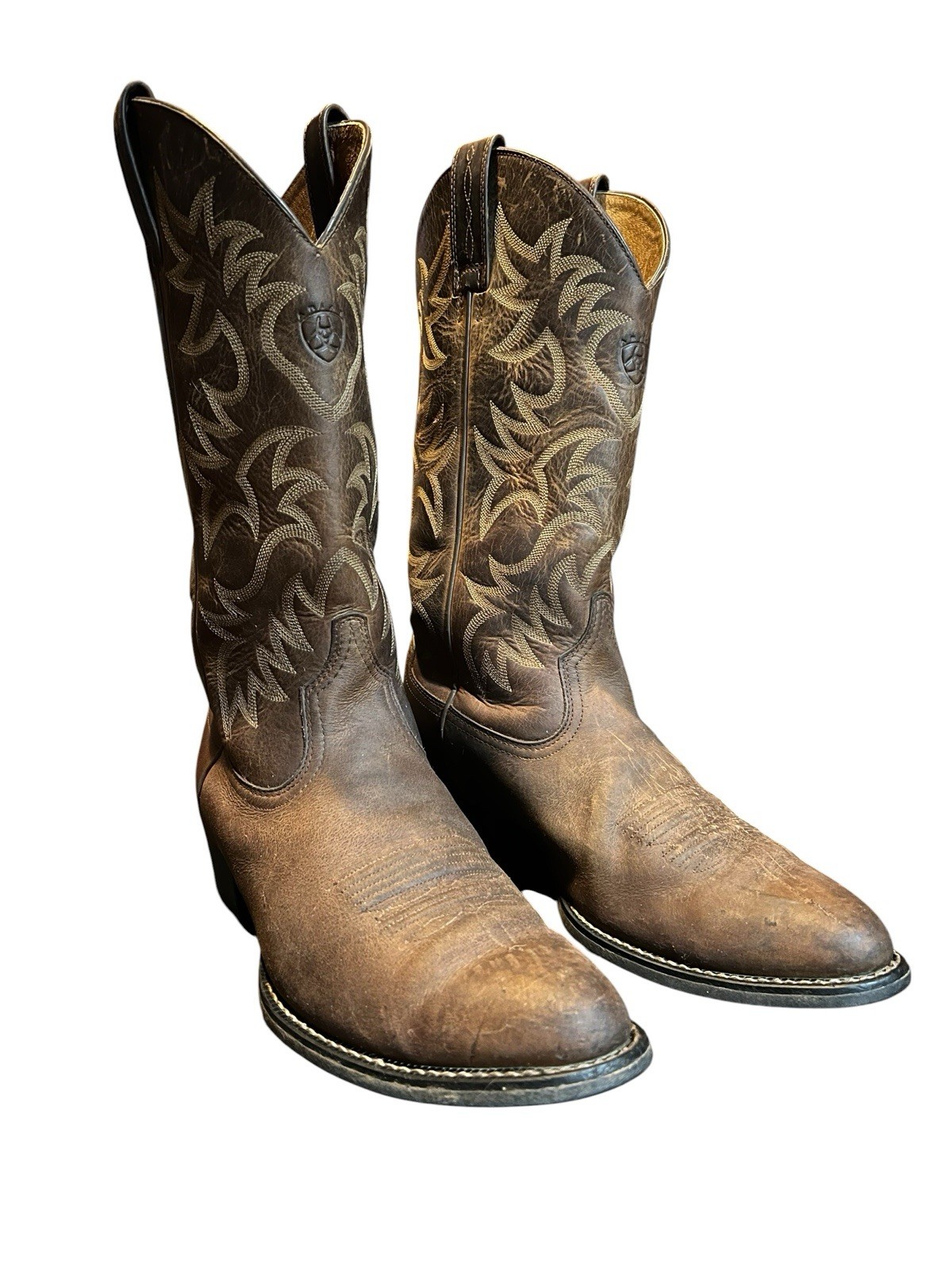 Men’s Ariat 34725 Size 11D Heritage R Toe Western Brown Leather Boots 15” Tall