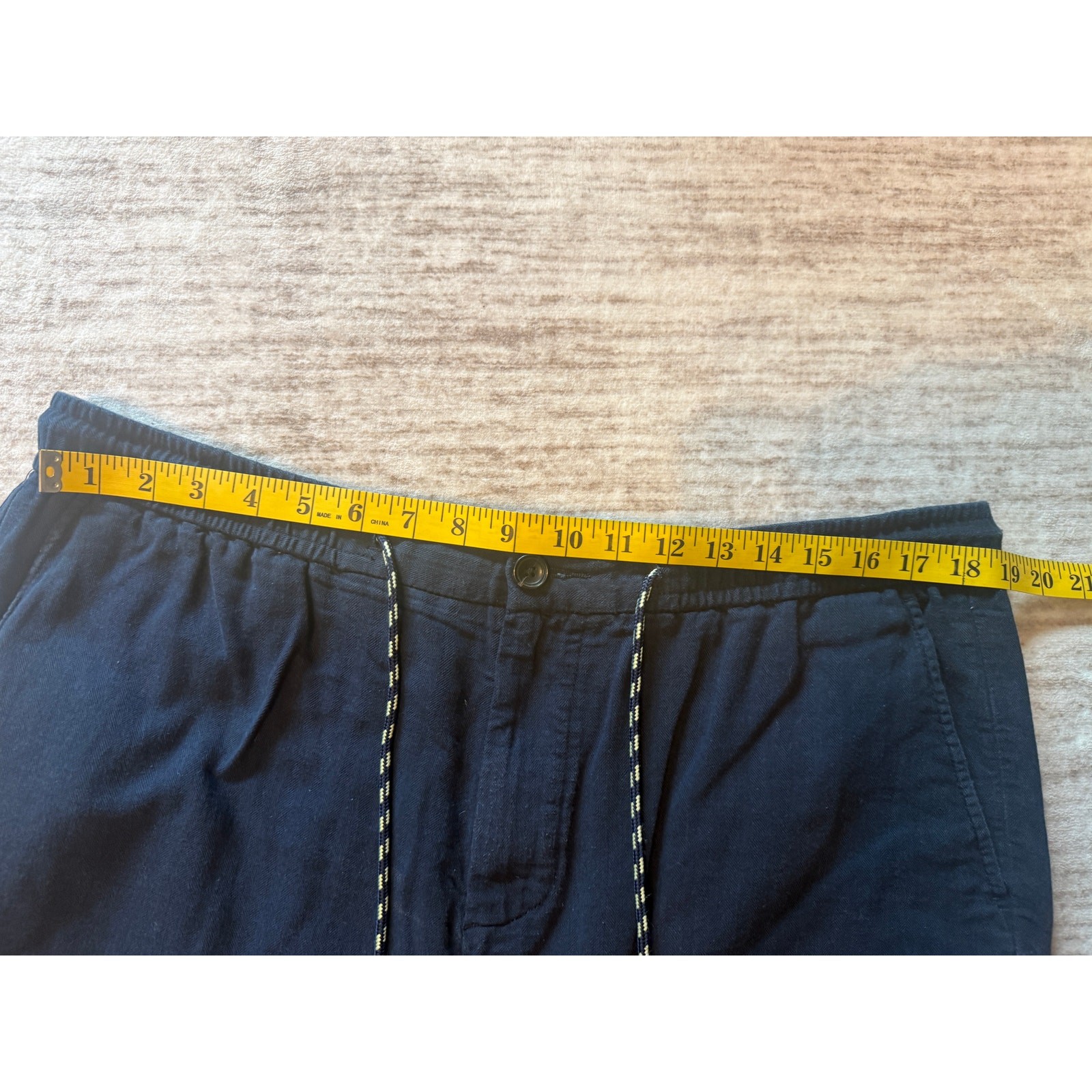 Scotch & Soda Blue Fave Linen Blend Elastic Waist Drawstring Shorts Men’s 38