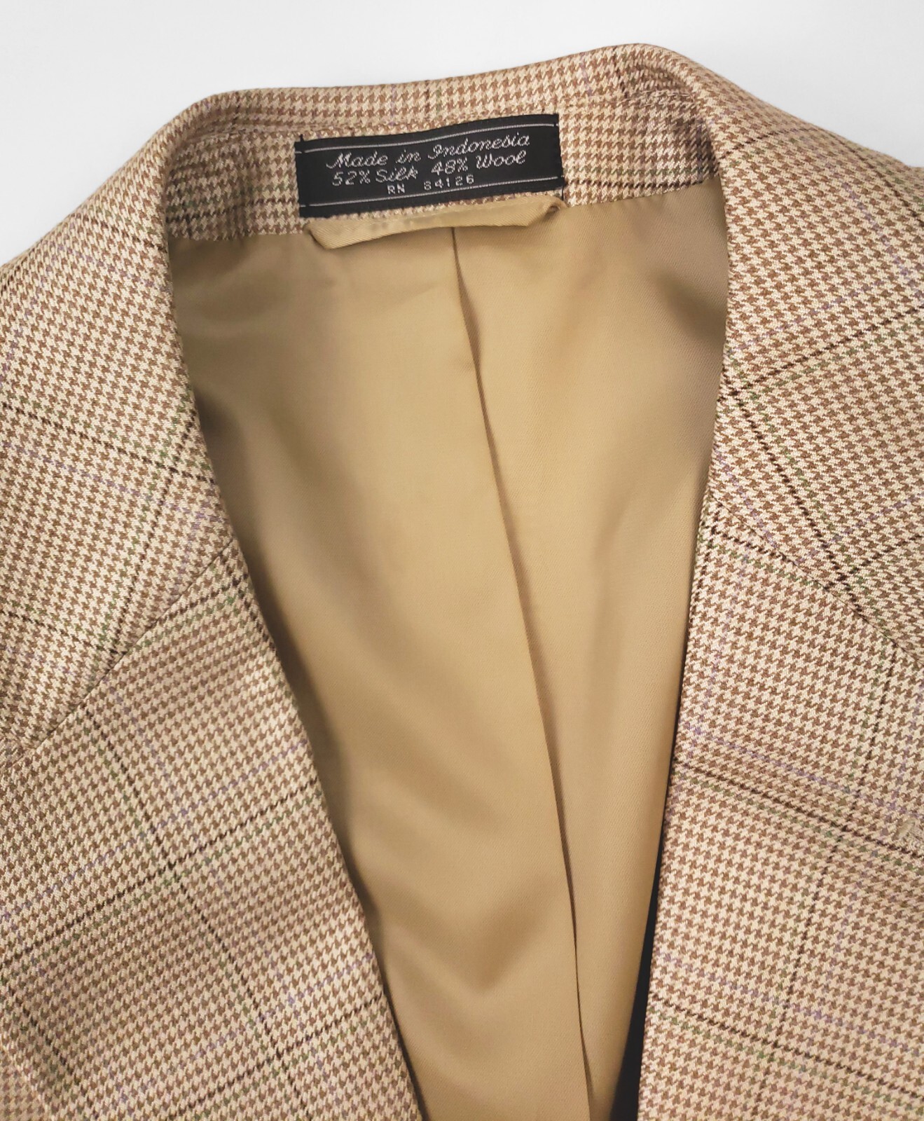 Silk & Wool 42R Brown Micro-Houndstooth Sport Coat Classic Fit