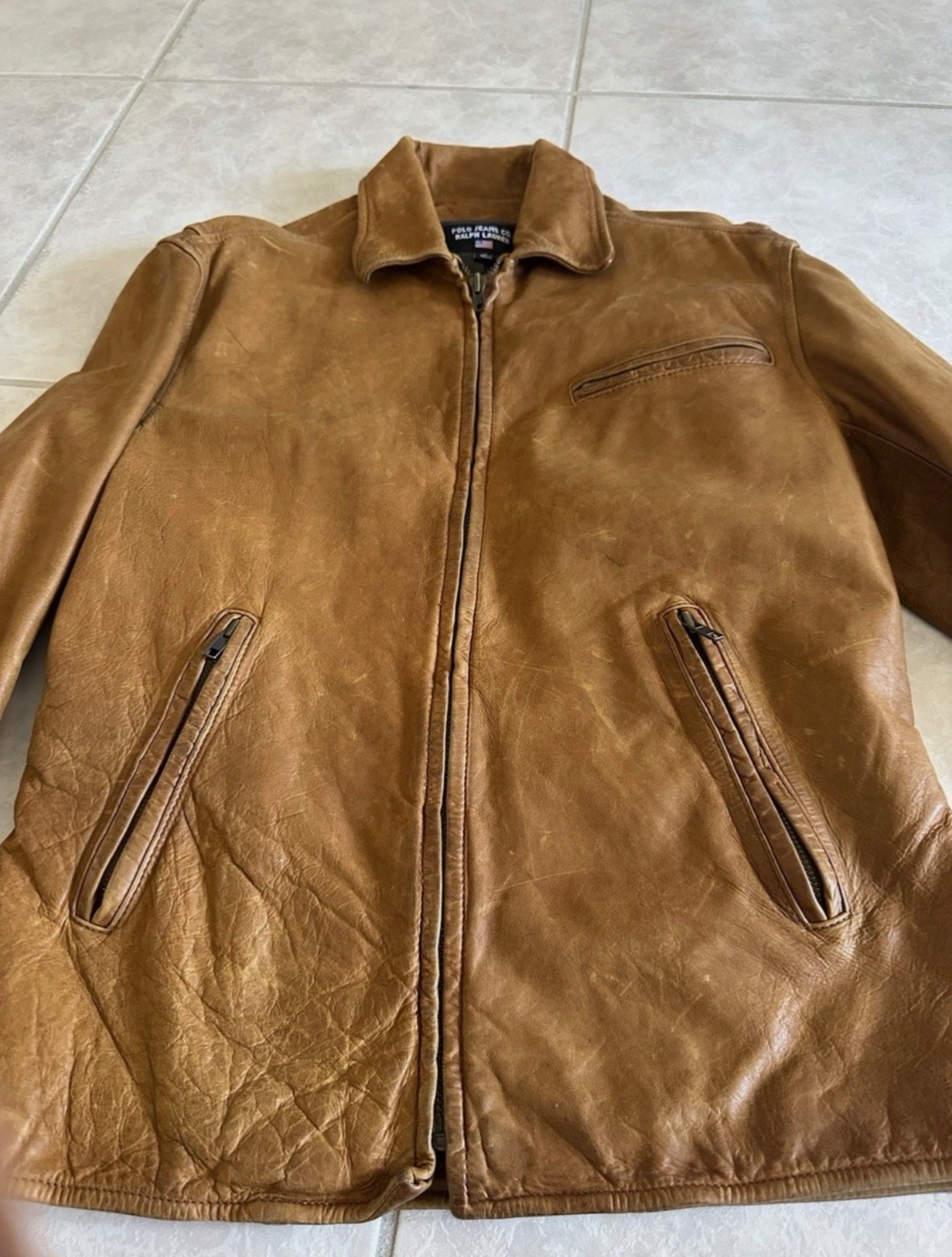 Polo Jeans Co. Ralph Lauren Distressed Workwear Leather Jacket