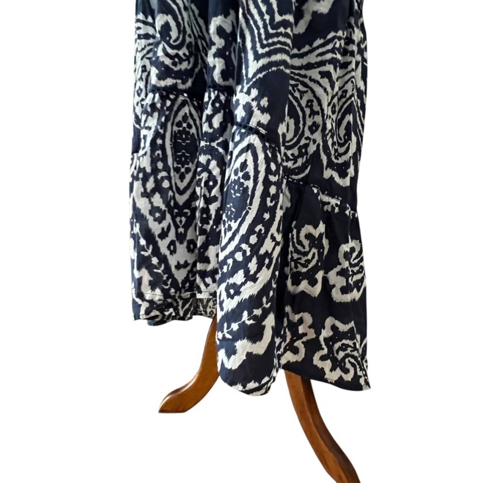 La Plage Dress Medium Midi 100% Cotton Bohemian Resort Cruise Vacation Crochet