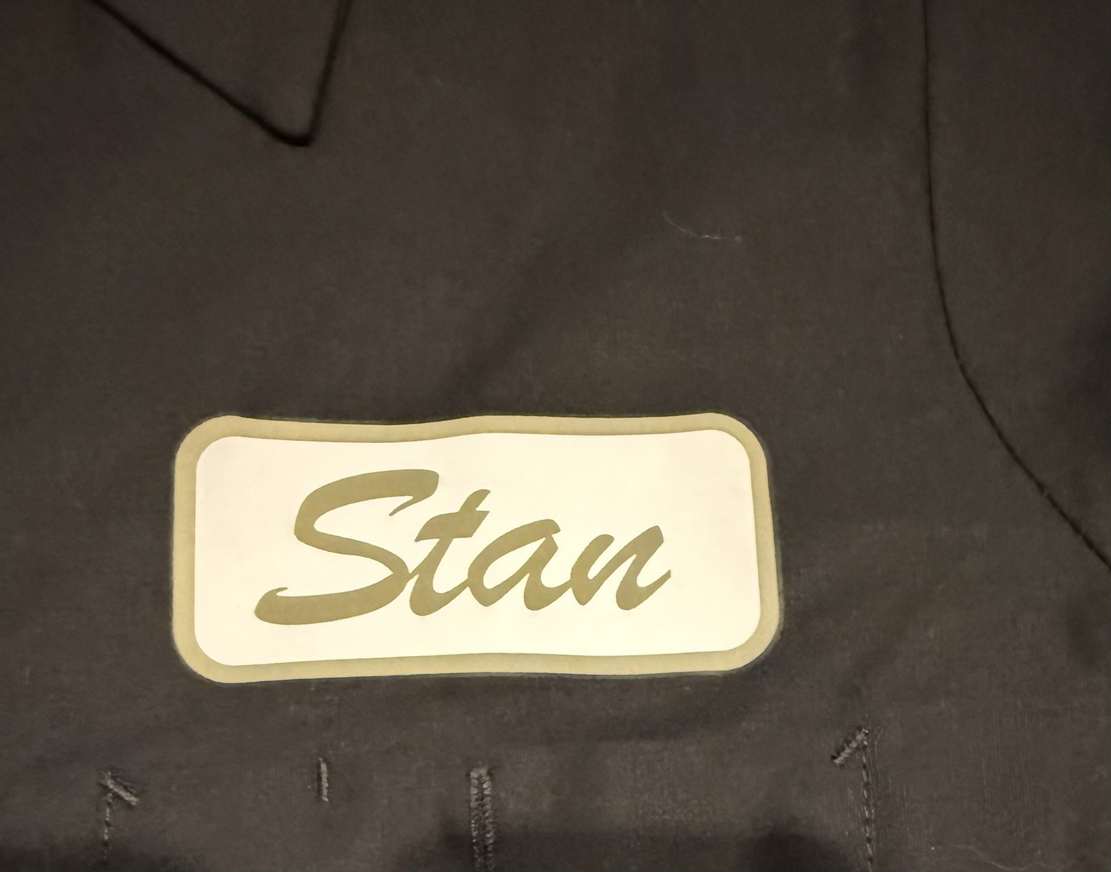 Red Kap Stan’s Donuts & Coffee Work Shirt Black Short Sleeve Name Patch Stan S
