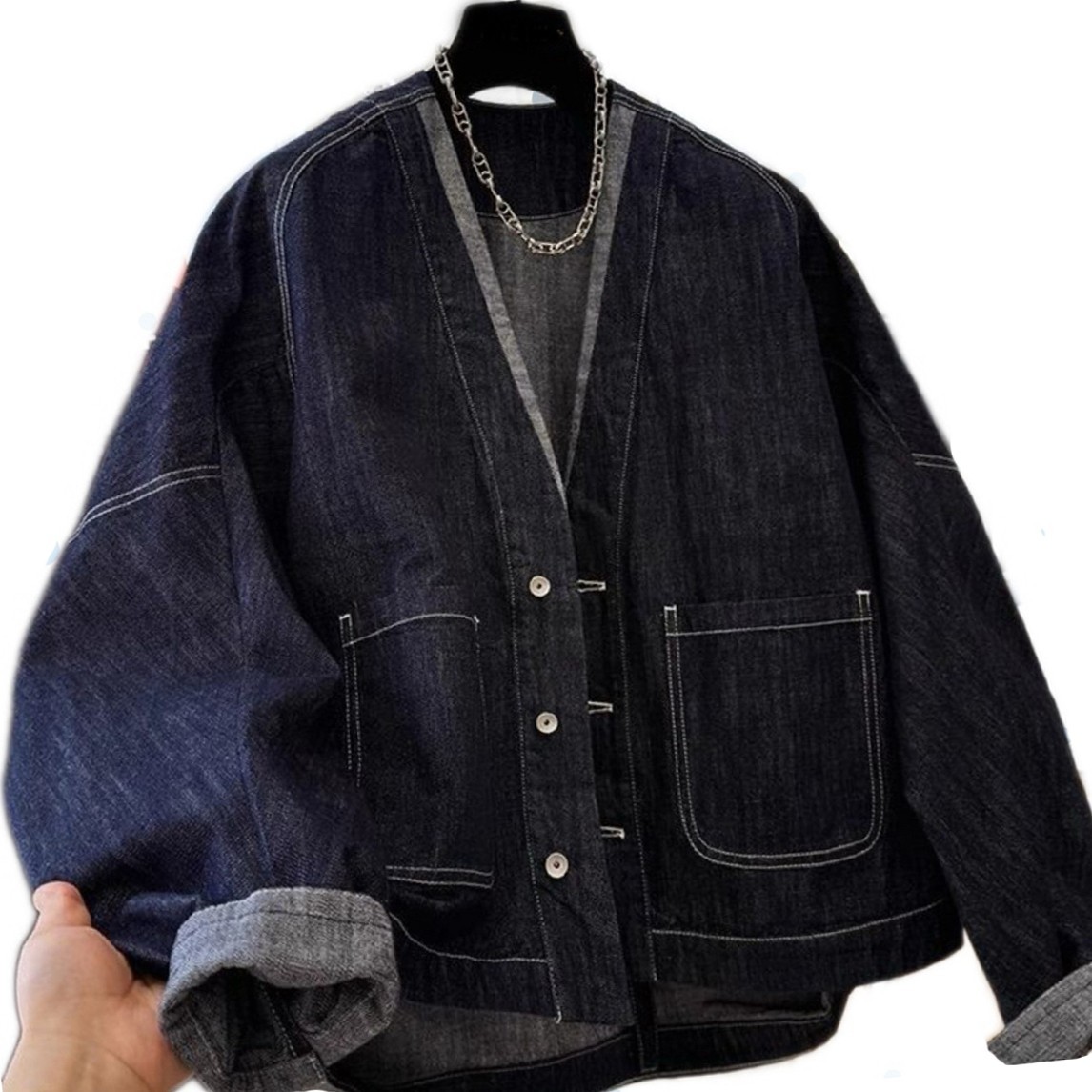 Japandi Batwing sleeves noragi kimono cardigan denim jeans jacket oversized