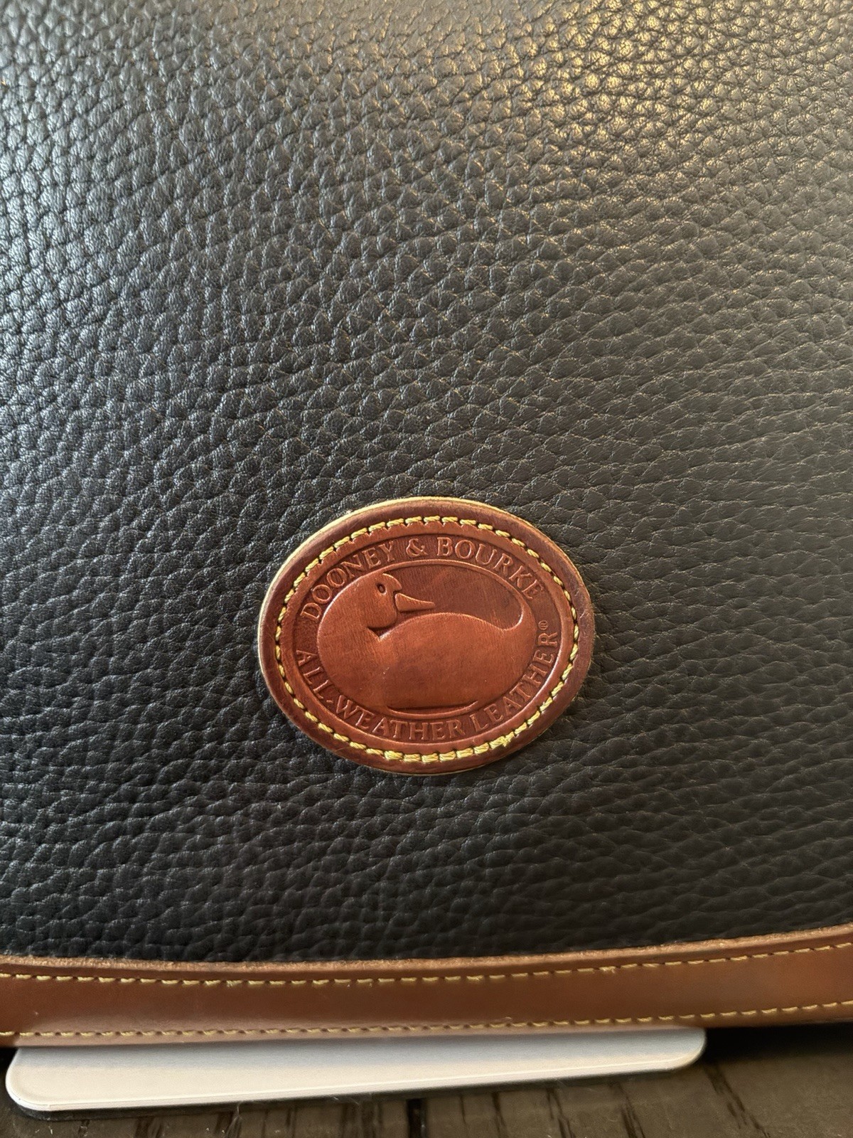 Vintage Dooney & Bourke Navy/Brown Pebbled Large Hobo Shoulder Bag Zip