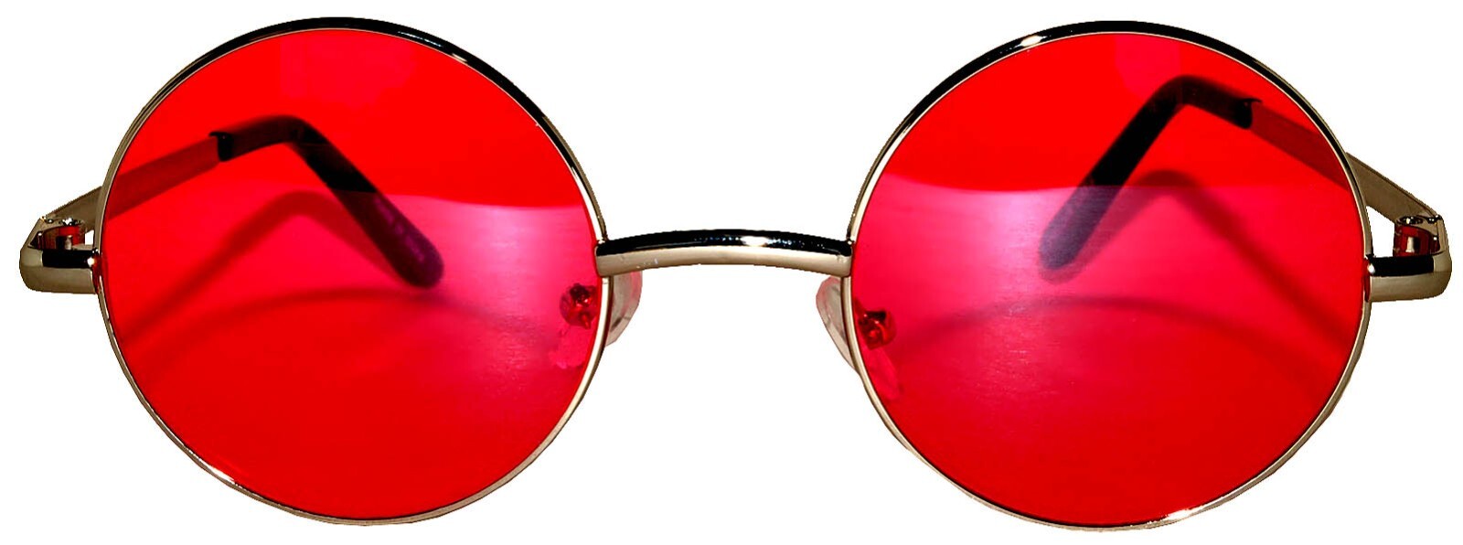 ROUND SUNGLASSES RED SMALL LENS 43 mm SILVER METAL FRAME ONE PAIR FOR HALLOWEEN