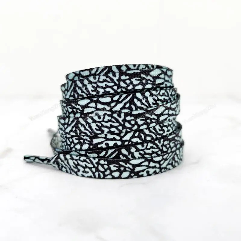 1Pair Burst Crack Texture Shoelaces Flat AF1/AJ Sneakers Shoe laces Fashion Leop