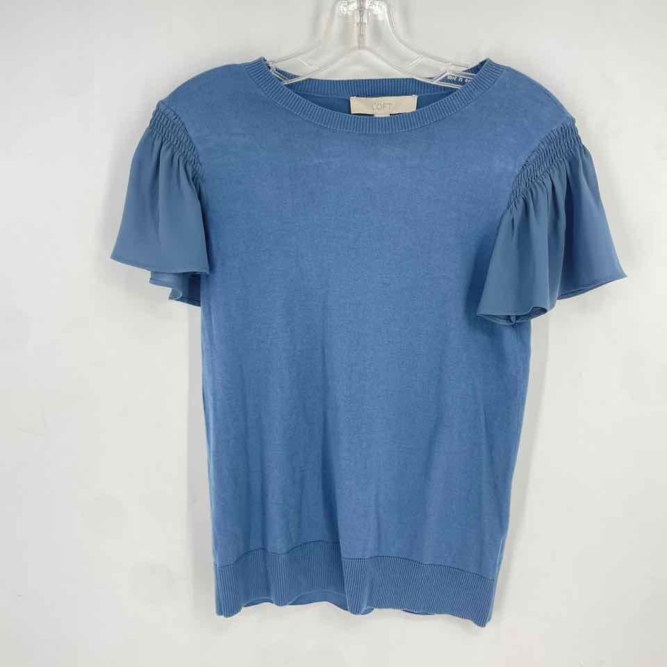 Size P XS LOFT Blue Sheer Casual Top