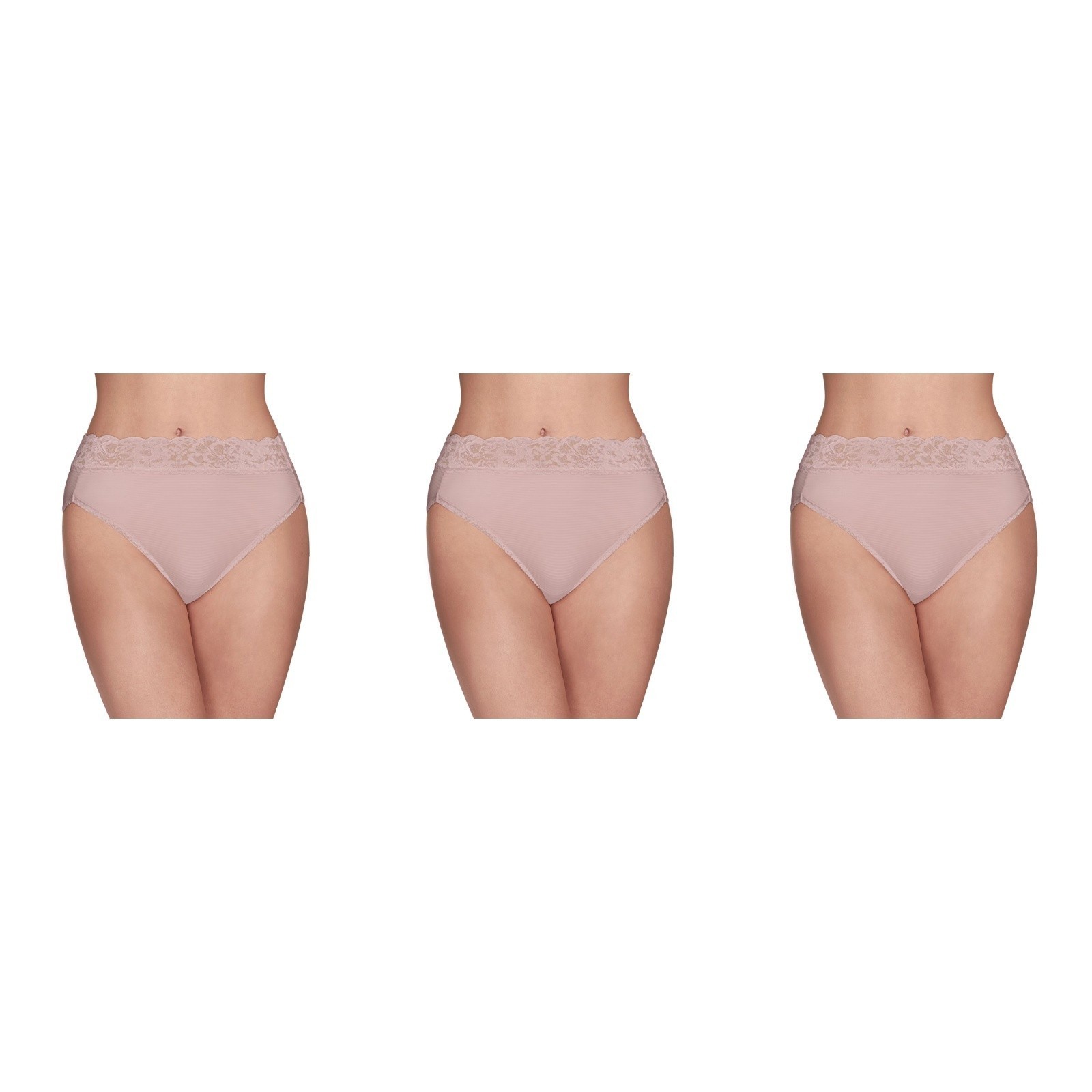 3 Pack Vanity Fair 13280 Flattering Lace Hi-Cut Panty Red White Mint Quartz 6~ 9