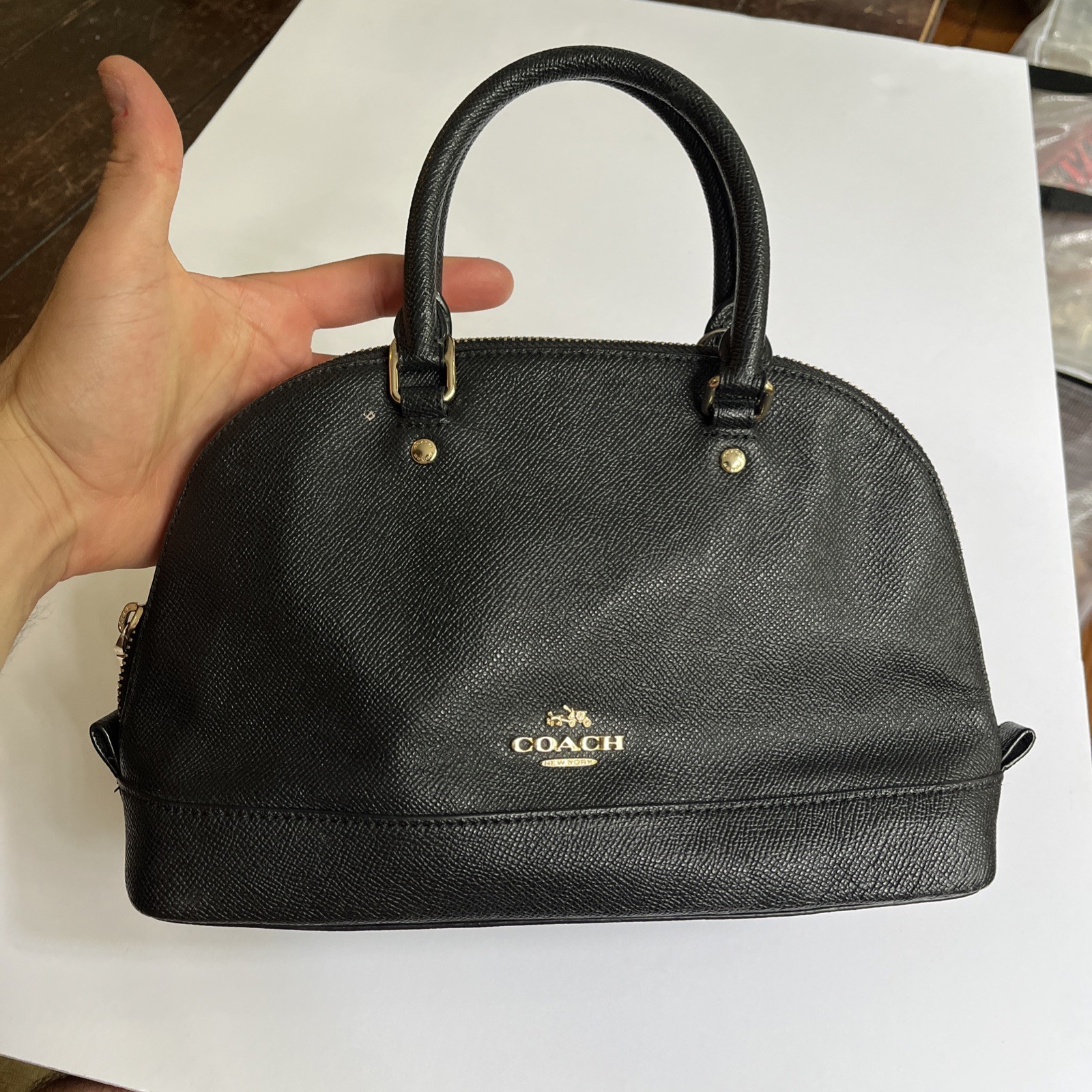 Coach Mini Sierra Satchel Crossgrain Leather in Black