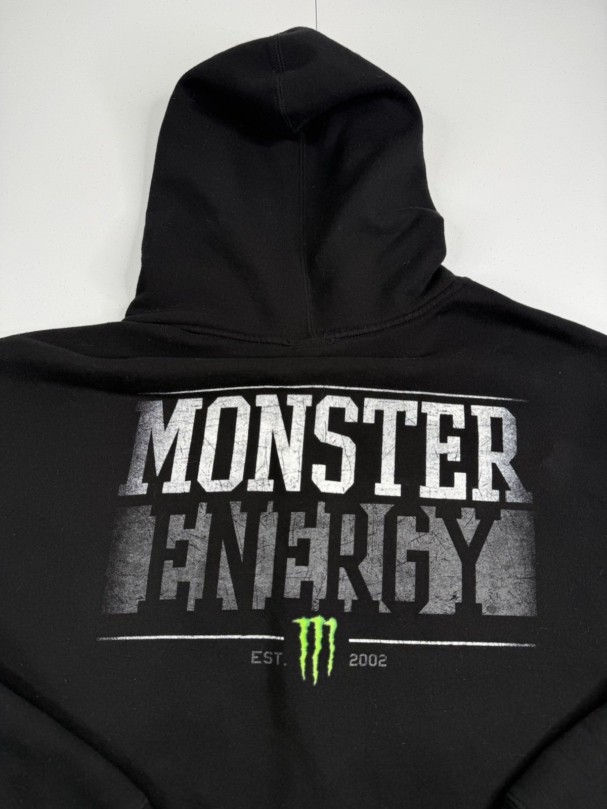 Vtg Monster Energy Hoodie Full Zip Graphic Print Black Sweatshirt Y2K Men XL EUC
