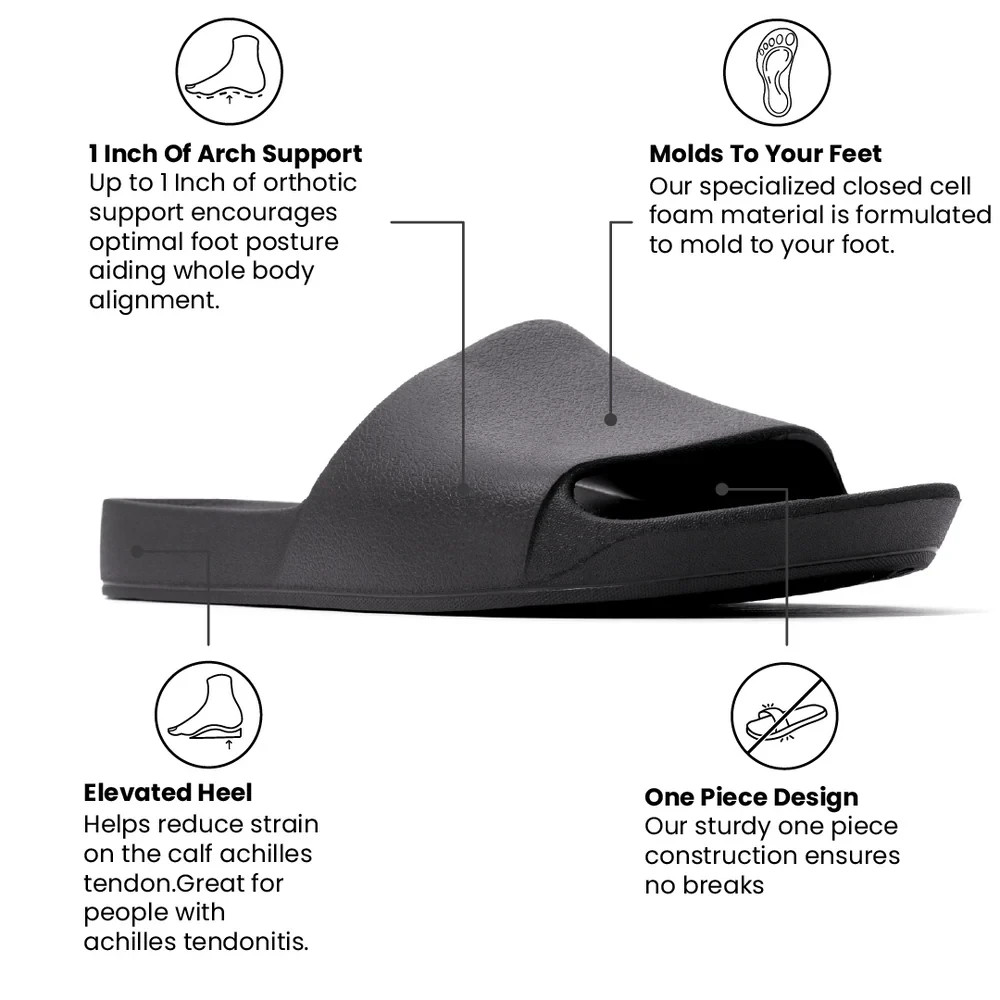 Archies Arch Support Black Unisex Slides NEW With Tags