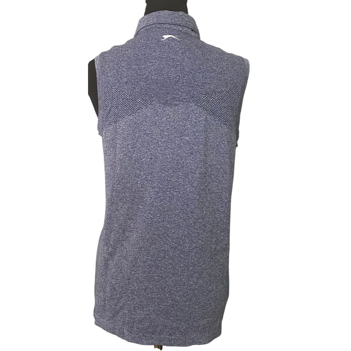 Slazenger Golf Sleeveless Polo Top Blue Heather Mesh Performance Med Athleisure