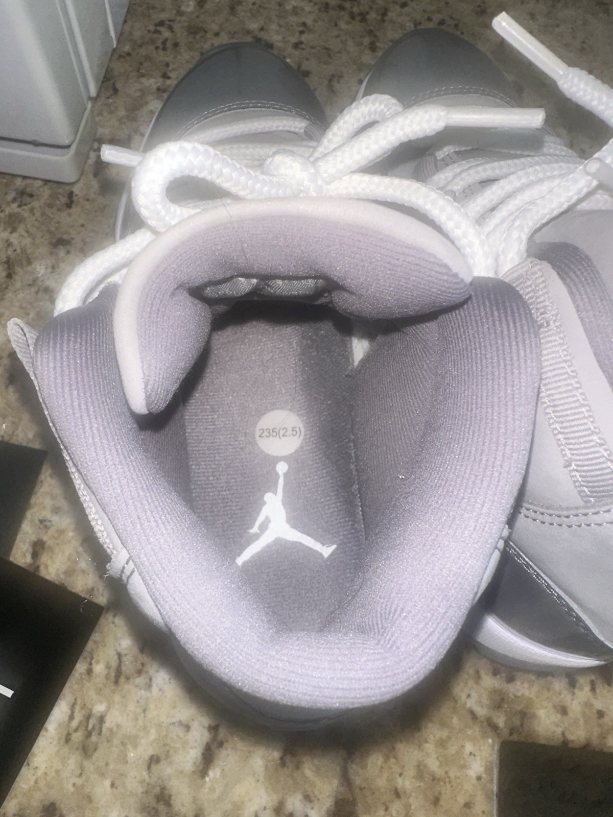 Jordan Air Jordan 11 Retro Gray/White High Top Leather Sneakers US 5Y