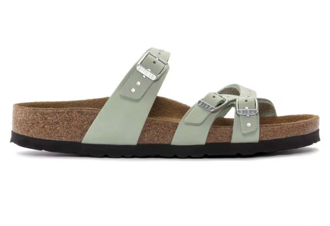 BIRKENSTOCK FRANCA INJECTED RIVETS SOFT FOOTBED NUBUCK LEATHER MATCHA GREEN 38 R