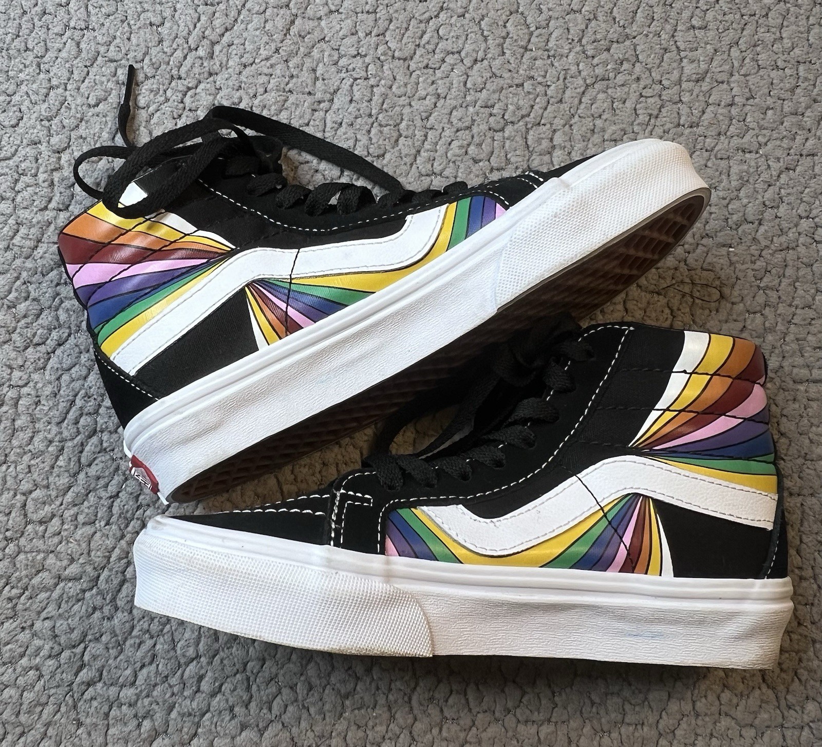 Vans SK8 Hi Reissue Refract True Black And White With Multi Colors Womens Size 5