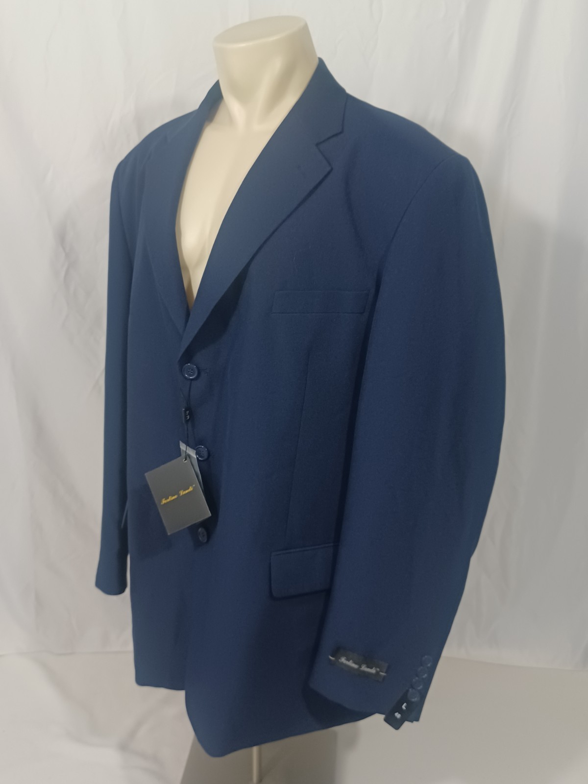 Fortino Landi Men’s Navy 2-Piece Suit Size 48L Pants 42W Unhemmed